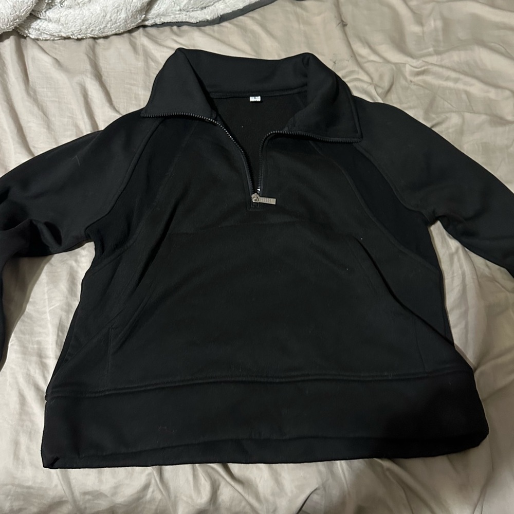 Black quarter zip, collared gym sweater